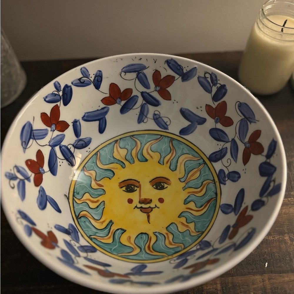 Sun and Floral Decorative Bowl